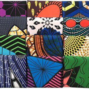Vibrant Multi-Color African Ankara Wax Fabric Fat Quarters for Craft Projects